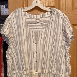 Briggs Women's Plus Size 3X A-Line Button Front Side Pockets Stripe Dress NWT
